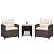 Greesum 3 Pieces Patio Furniture Sets Outdoor PE Rattan Wicker Chairs with Soft Cushion and Glass Coffee Table for Garden Backyard Porch Poolside, Beige