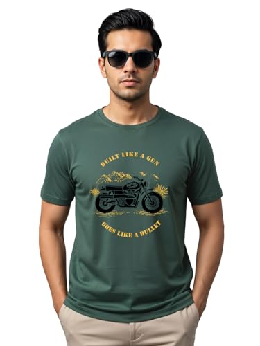 Image of ADRO Men's Royal Bike Design Printed 100% Cotton T-Shirt - Regular Fit, Printed T-Shirts for Men