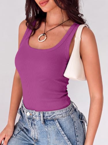 Image of ANRABESS Womens Square Neck Ribbed Tank Tops 2026 Summer Sleeveless Shirts