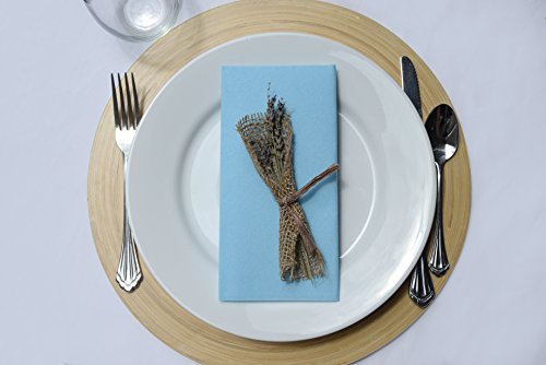 Simulinen Colored Disposable Dinner Napkins – Decorative, Linen-Feel, Elegant & Cloth-Like – Light Blue - Absorbent & Durable - Weddings, Parties And Holidays! – Perfect Size: 16"X16" Box Of 50 #TOP2