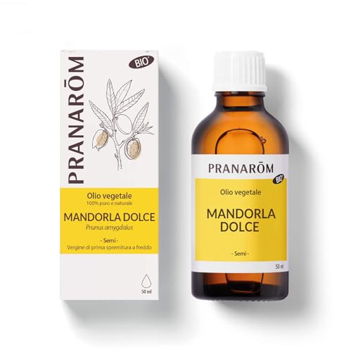 Pranarôm - Olio Vegetale di Mandorla Dolce - Bio - 100% Puro e Naturale - Nutriente e Addolcente - Perfetto per Massaggi, Pelle Secca e Sensibile - Uso per Adulti e Neonati - 50 ml