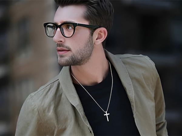 sovesi Cross Necklace for Men, Silver Tone/14K Gold Plated/Black Stainless Steel Cross Pendant with 2.5mm Box Chain, 16-24 Inch Religious Jewelry Gift for Men - Image 8