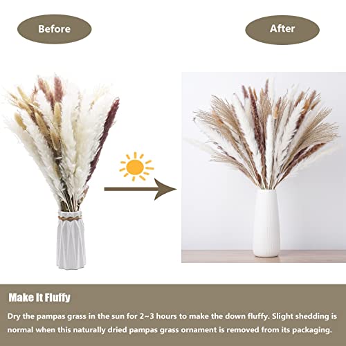100 Pcs Natural Dried Pampas Grass Bouquet, Dried Flowers For Fall Decor, Boho Home Decor, Wedding, Baby Shower Decorations, Rustic Farmhouse Party Table Decor #TOP4