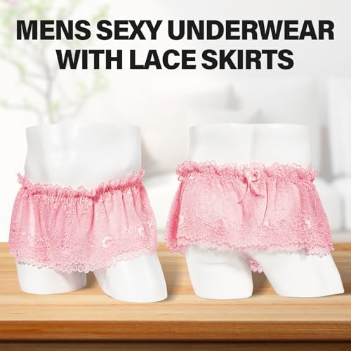 Mens Lace Skirted Thongs Sexy Underwear Sissy Panties2