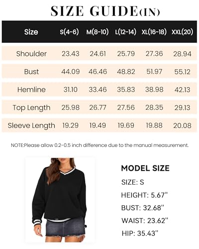 Prettygarden QL046 Women'S Oversized Sweatshirts Casual Long Sleeve Stripes Knit V Neck Pullover Top Fall Teens Preppy Clothes thumb #5