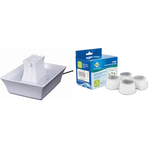 PetSafe Cat and Dog Water Fountain - 70 oz & Drinkwell Replacement Carbon Filters, Dog and Cat Ceramic and 2 Gallon Water Fountain Filters, 4-Pack