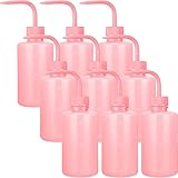 Nuogo 9 Pcs 250 ml Tattoo Wash Bottle Water Squirt Bottle Lab Squeeze Bottles Lash Water with Narrow Mouth Scale Labels Safety Rinse for Eyelash Extensions, Succulent Watering(Pink)