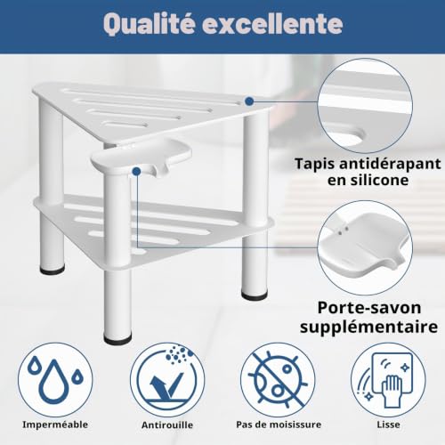 Tabouret de Douche d'angle en MéTal pour Le Rasage des Jambes, Antirouille – vue 3