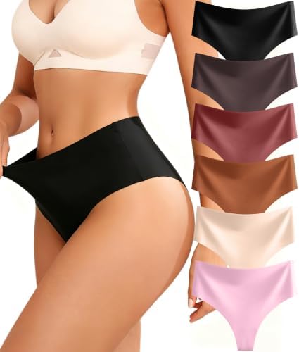 Sth Big Seamless String Tanga Damen High Waist Unterwäsche Nahtlose Slip | Nahtlos Tanga,Hohe Taille Unterhosen,Doppellagiger Baumwollzwickel Slip,Unsichtbar Schwarz Thong für Allt