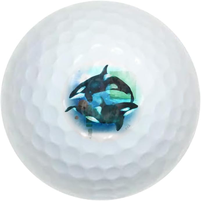 Orcas Killer Whales Watercolor Yin Yang Wilson Golf Balls 12 Pack, Regulation Size Full Color Premium Golf Balls