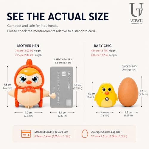 Image of Chicken Toys for Kids, Swinging Chain String Magnetic Hen with Chick Learning to Crawl Spring Toy, Crawling Wind-up Duck, Walking Chicken Cute Windup Toy for Boys Girls Toddler. (Orange)