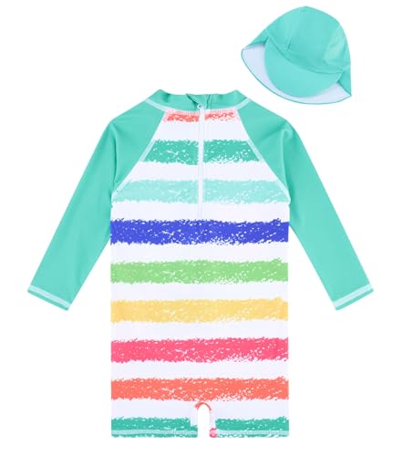 18 Month Swimsuit Baby Boy Shark Crab Bathing Suit for Toddler Boys 12-18 Months One Piece Swim Suit with Sun Hat Long Sleeve Swimwear