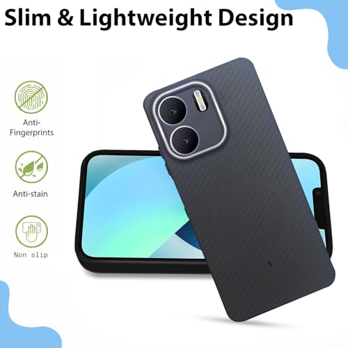 Image of LIRAMARK Rugged Carbon Fibre TPU Armor Silicone Back Cover Case for Vivo Y16 | Vivo Y56 | Vivo T2X