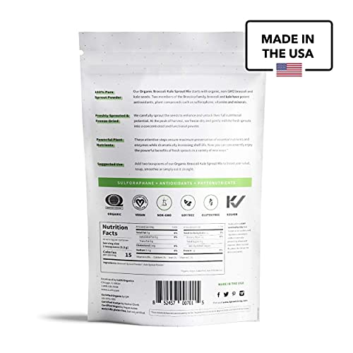 Sprout Living Broccoli And Kale Organic Sprout Mix, Freeze Dried Superfood Greens Powder, 100% Pure, Vegan, Non-Gmo, Gluten Free (4 Ounces, 32 Servings) #TOP1