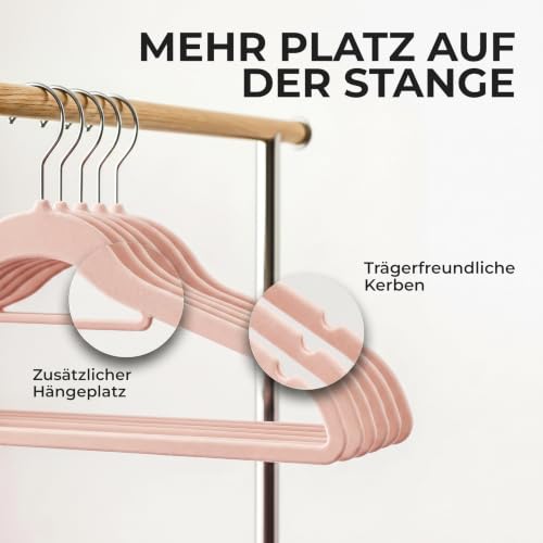 Utopia Home - Premium Kleiderbügel aus Samt (Rosa, 50er-Pack) – Ansicht 5