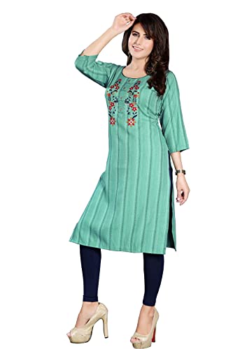 Image of DREAM & DZIRE Blue Office wear Kurti for Women of Cotton in Plus Size & Small Size.