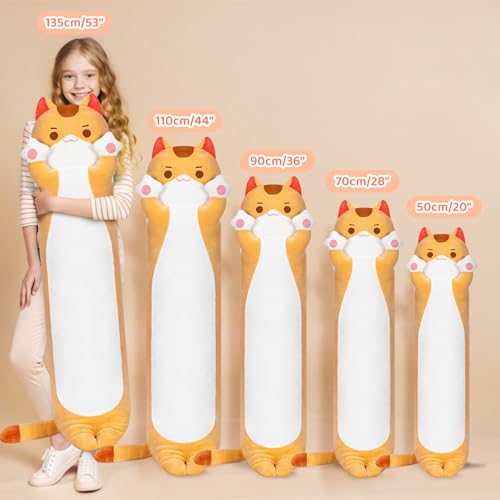Mewaii Long Cat Plush Kawaii Kids Plush Toy Pillows, Cute Cat Stuffed Animals Soft Plushies, Kitten Big Plush Toys Throw Body Pillow Doll Gift for Girls Boys (Brown Cat Body Pillow 44 Inch) by Mewaii - Image 5