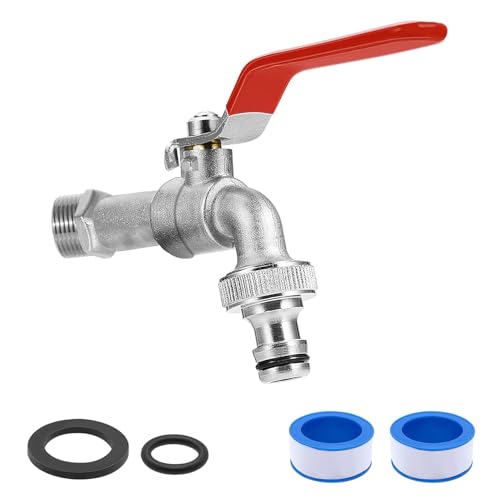 1/2 Zoll Wasserhahn Garten, Absperrhahn Tropffrei, Messing Kugelhahn Aussen Frostsicher Auslaufhahn, mit Rollendichtband und Schlauchanschlüsse, für Garten Waschmaschine Regentonne Wasserhahn 1/2 Zoll Wasserhahn Garten, Absperrhahn Tropffrei, Messing Kugelhahn Aussen Frostsicher Auslaufhahn, mit Rollendichtband und Schlauchanschlüsse, für Garten Waschmaschine Regentonne Wasserhahn