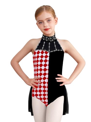 YEAHDOR Maillot de Danza Ballet de Circo para Niña Leotardo Gimnasia Rítmica Trapecista Body de Patinaje Disfraz de Payaso Circo para Fiestas Temáticos 5-16 Años Negro 5-6 años