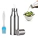 Produktbild Öl Flasche Edelstahl - Öl & Essig Spender, Ölflasche Küche Ölbehälter, Auslaufsicher Ausgießer Staubdicht, Sauce Cruet (750ml+Silikon Backpinsel)