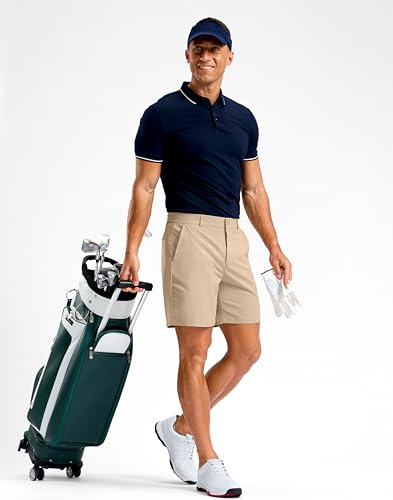 Image of Soothfeel Men's Casual Shorts 5 /7 /9 Inch Golf Dress Shorts for Men Flat Front Work Lightweight Quick Dry with 4 Pockets