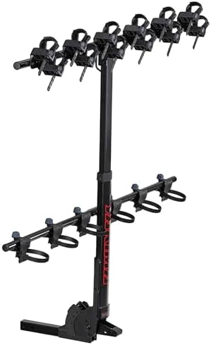 Yakima Versatile HangTight 6 Vertical Hanging Hitch Steel Bike Rack for 2 Inch Hitch Receivers with Fully Padded Cradles and Tilting Design, Black