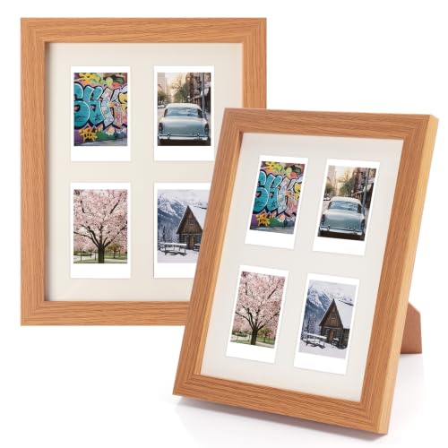 Image of Namalu 2 Pcs 2 x 3 Multi Pictures Collage Frame Wall Decor with 4 Openings Wood Mini Film Photo Wall Frames for Display Wedding Decoration, 9.8 x 7.9 Inches