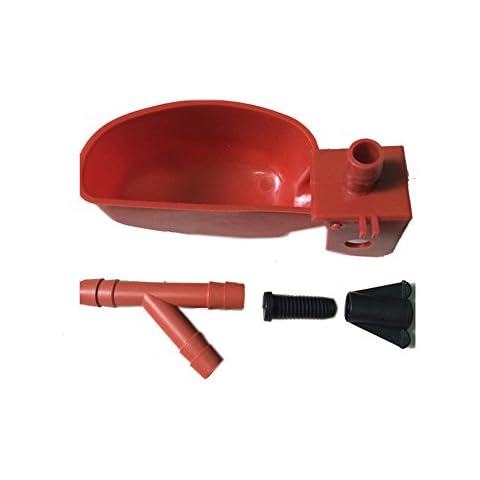 livestocktool.com 10 Pack Pigeon Quail Waterer and Feeder Drinking Cup Bowl Poultry Bird Watering System (Red) Cover