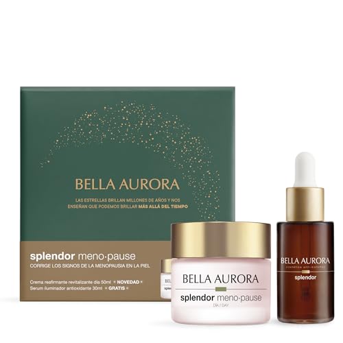 Bella Aurora Splendor Meno-Pause, Kit Antienvejecimiento con Crema Reafirmante de Día 50ml y Sérum Iluminador Antioxidante 30ml, Tratamiento para Menopausia