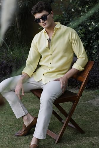 Image of Zilcon Linen Shirts for Men Casual Button Down Long Sleeve Shirt Solid Summer Beach Hawaiian Shirts