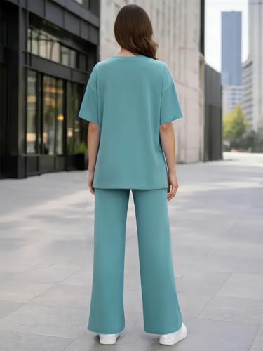 Image of TYSORT Women Casual Summer co ords Set Track Suit Oversized Top Baggy Pant,Top and Pajama Set