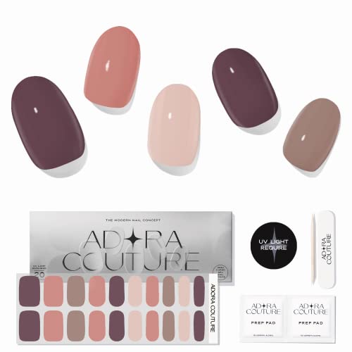Adora Couture Semi Cured Gel Nail Strips with 20 Pieces, Salon Quality Wraps for Women, UV Gel Stickers, UV Light Required, Earth Tone