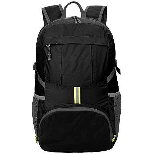 Sailnovo 35L Ultralight Foldable Packable Backpack, Durable Lightweight Camping Travelling Hiking Daypack for Men and Women (Black 1)
