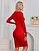 Dresses for Women 2025 Fall Winter Long Sleeve Crewneck Bodycon Fleece Lined Fashion Clothing Red Large