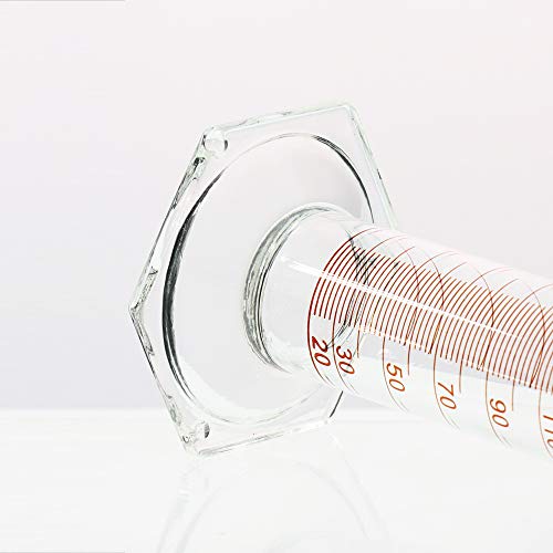 ULAB Scientific Glass Graduated Measuring Cylinder Set, 2pcs of 250ml Hexagonal Base Cylinders, Printed Graduations, with Tube Brush, UMC1004