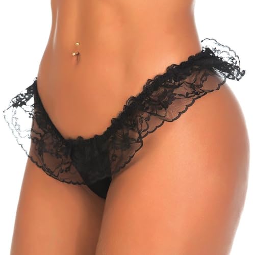 Calcinha Tanga Fio Dental Sainha Preta Pimenta Sexy 6017