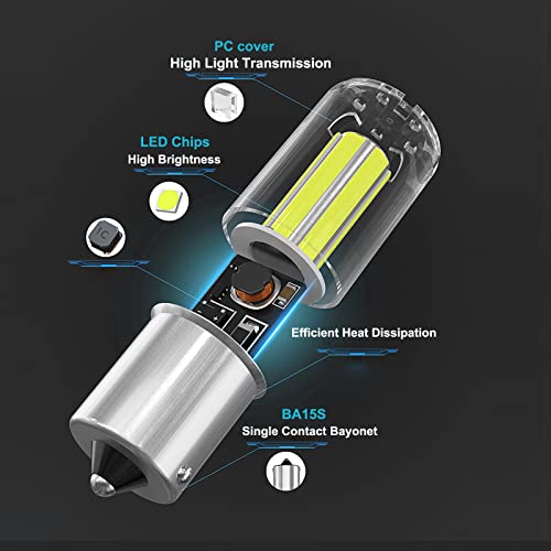 Zssxoled Ba15S Led Bulbs 12V Rv Led Lights 1156 1141 1003 Super Bright Low Power Replacement For Back Up Reverse Lights,Brake Lights,Tail Lights, Rv Lights, White(2-Packs) #TOP2