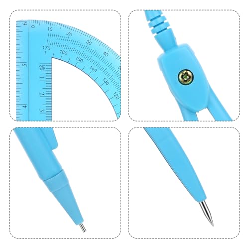 Transferidor estudantil e conjunto de bússola, conjunto de matemática geométrica de 2 peças, conjunt
