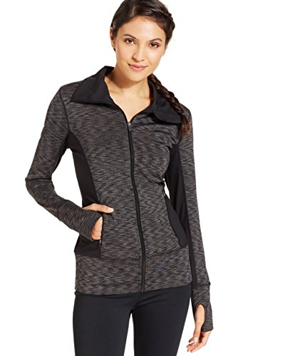 Ideology Women’s Black Space-Dye Zip-Up Jacket (Xs) #TOP2