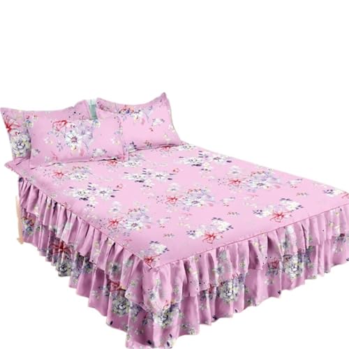 Falda de cama impresa floral ajustable para colchón individual y doble 3