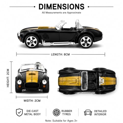 Image of 1:64 Scale Die Cast Metal Sports Car Toy for Kids & Collectors with Free Rolling Wheels, Premium Mini Metal Car Model, Realistic Exterior Design, Collectible Vehicle, Display Toy,Birthday Gift (Black)