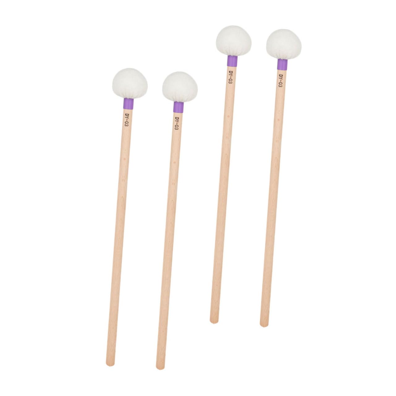 Mazos para Timbales de Fieltro con Mango de Madera, 4 Piezas Púrpura | Uso en Ensayos de Banda y Percusión, Diseño Elegante y Único, Sonido Preciso con Menor Fatiga