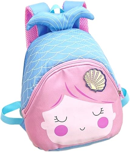 Mini Mochila Infantil Sereia com Concha, Rosa ou Azul Sortido, Poliéster, 25x19x8 cm, 3 Litros