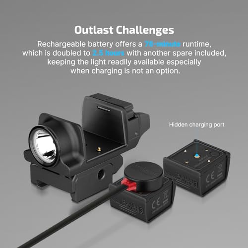 Image of OLIGHT PL-Mini 3 Valkyrie 600 Lumens Compact Tactical Picatinny /GL /Hellcat Rail-Mounted Weaponlight with Two Included Rechargeable and Removable Battery, Pistol Light with Strobe Mode (Black)