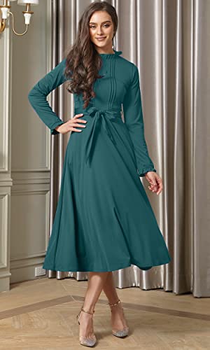 Image of KOH KOH Womens Long Sleeve Semi Formal Work Elegant Pockets Mini Midi Dress