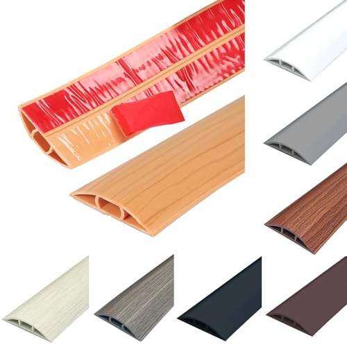 Protector de cable de suelo, flexible y cortable, protector de cable de PVC, autoadhesivo, cubierta para cables de suelo, protege los cables y evita tropiezos, 50 mm x 1 m, grano de madera amarilla