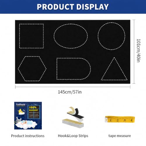 Portable Blackout Curtains, 100% Blackout Window Shades & Blinds for Windows with Hook & Loop Tapes - Easy to Cut to Fit Bedroom, Baby Room, and TV Room（40"x57"）- Black - image 3