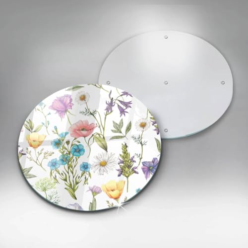 Planche à Découper Induction en Verre 30cm Wallfluent - Illustration de Fleurs - 5