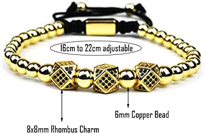Zircobic Bracciale Con Corona Reale 'Love And Honor' – Acciaio Inox Con Zirconi Cubici Micro Pavé, Regolabile 15+9,9 Cm