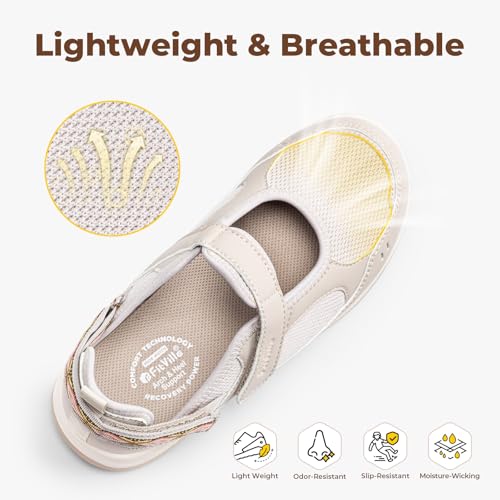 Image of FitVille Diabetic Shoes for Women Extra Wide Diabetic Womens Sandals, Walking Shoes with Adjustable Closures Arch Support, Orthopedic Sandals for Flat Feet Heel Pain Relief,Plantar Fasciitis